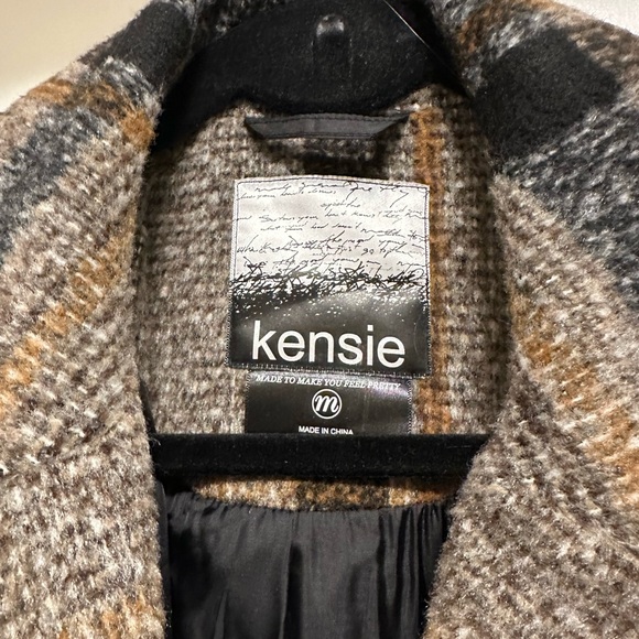 Kensie Women's Trench Coat - Tan and Black Plaid - Picture 2 of 3